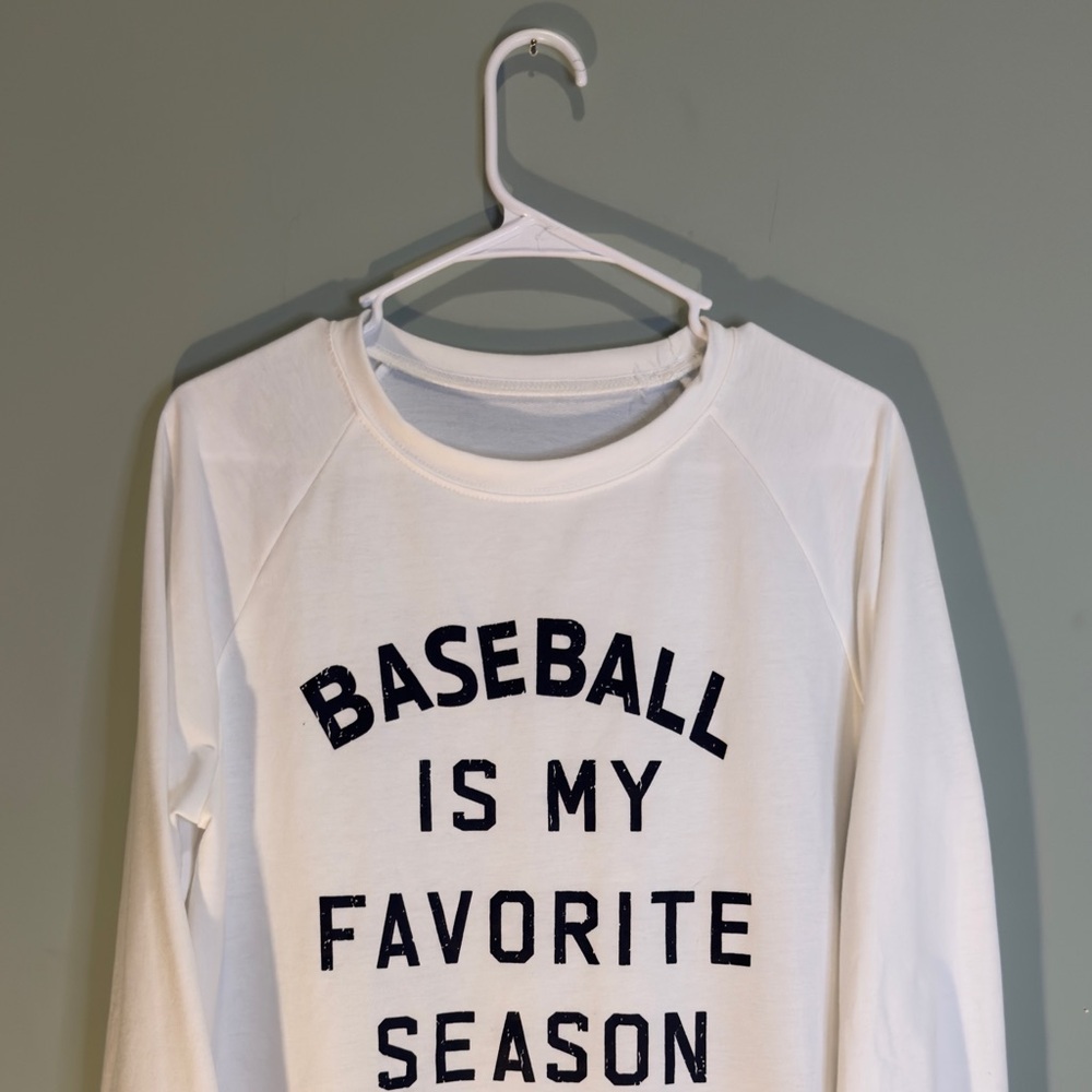 White sweatshirt‎ with black writing. Baseball mom life. - Picture 5 of 6
